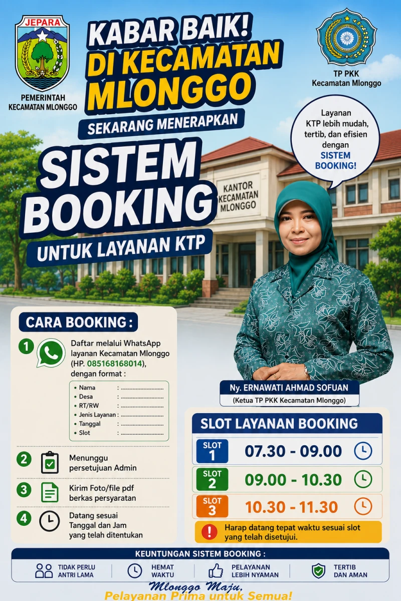 Permudah Pelayanan, Manfaatkan Sistem Booking Layanan KTP di Kecamatan Mlonggo