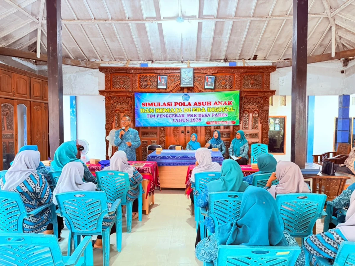 Pokja I TP PKK Kecamatan Mayong Gelar Simulasi Pola Asuh Anak dan Remaja di Era Digital di Desa Paren