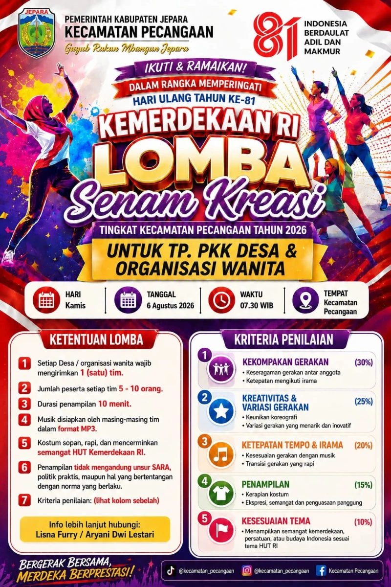IKUTI & RAMAIKAN! LOMBA SENAM KREASI KECAMATAN PECANGAAN 2026