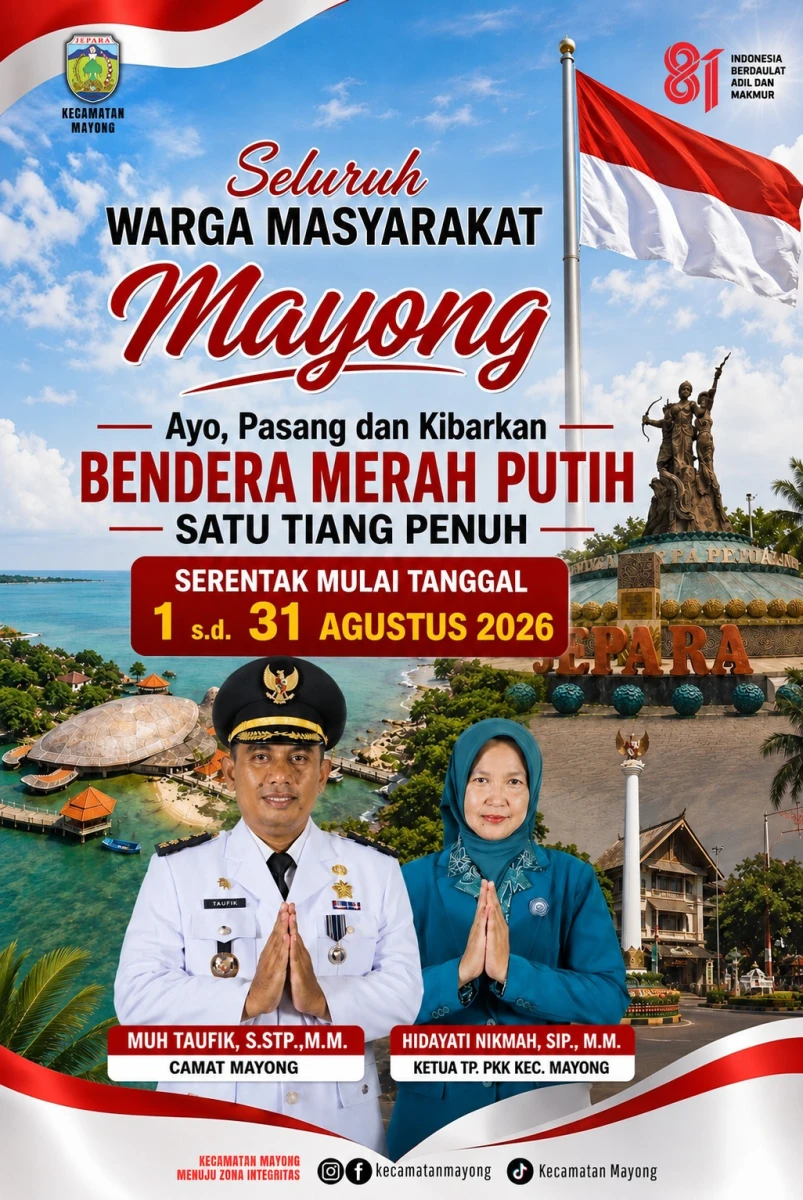 Dengan Semangat Merah Putih, Kecamatan Mayong Ajak Masyarakat Kobarkan Nasionalisme dan Cinta Tanah Air