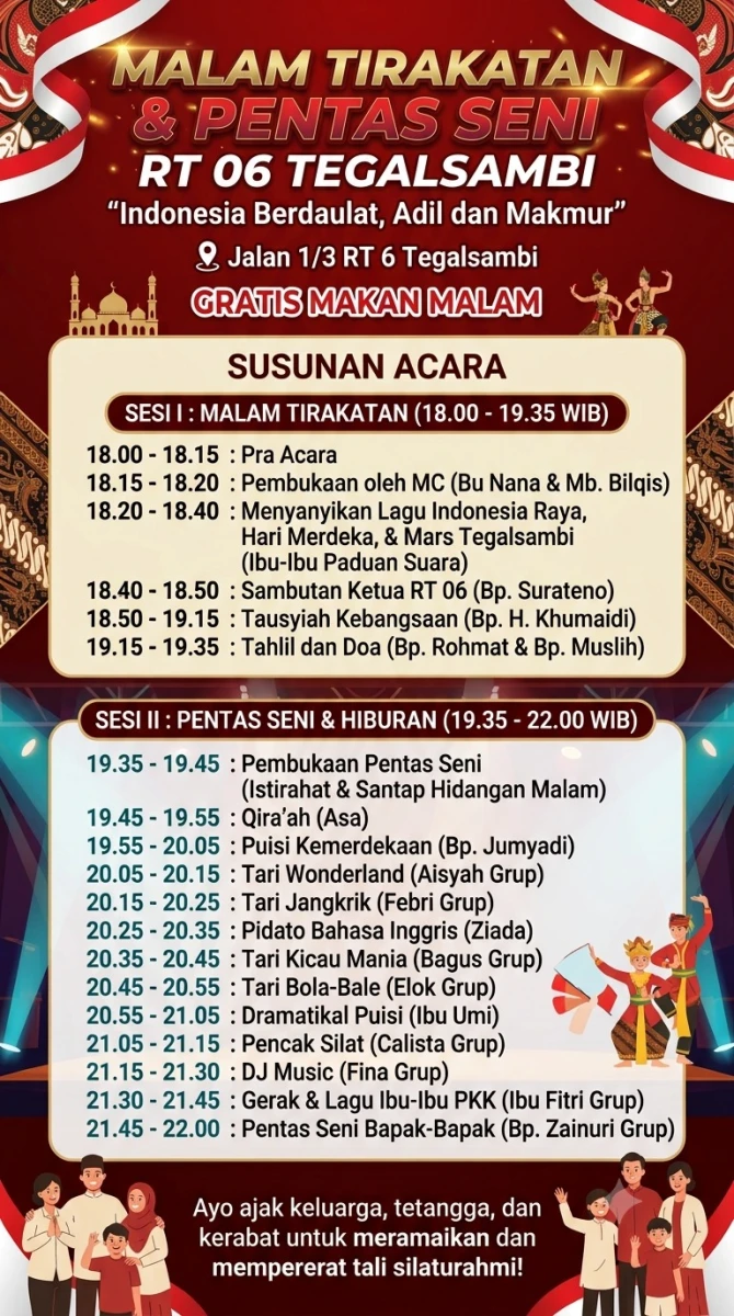 Sosialisasi Persiapan Memeriahkan HUT Kemerdekaan RI di PKK RT 06 RW 02 Desa Tegalsambi
