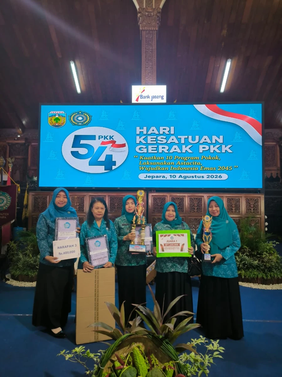 TP PKK Kecamatan Mlonggo Raih Juara 1 Lomba Edukasi Media Sosial dan Penghargaan Lainnya pada Peringatan HKG PKK ke-54