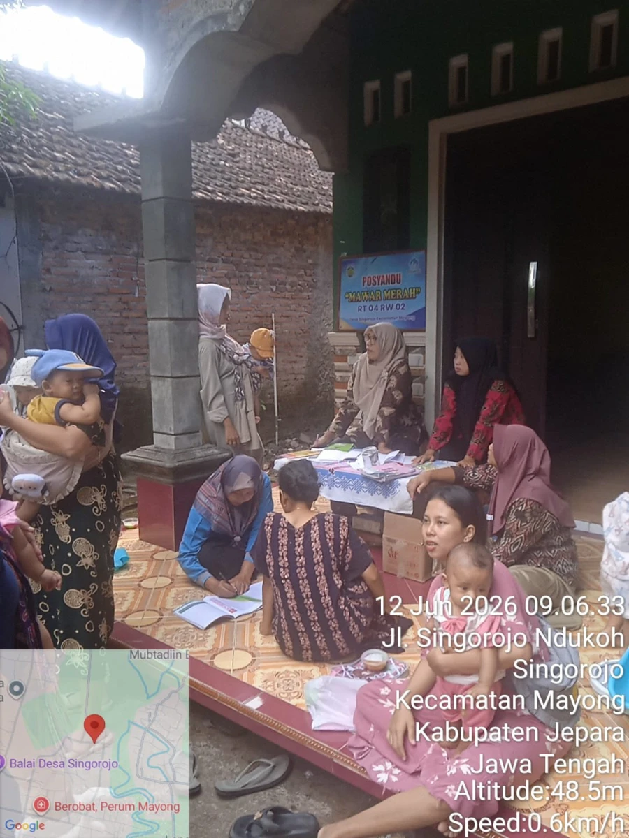 Pelayanan Kesehatan Rutin Posyandu Mawar Merah Desa Singorojo Bulan Juni 2026