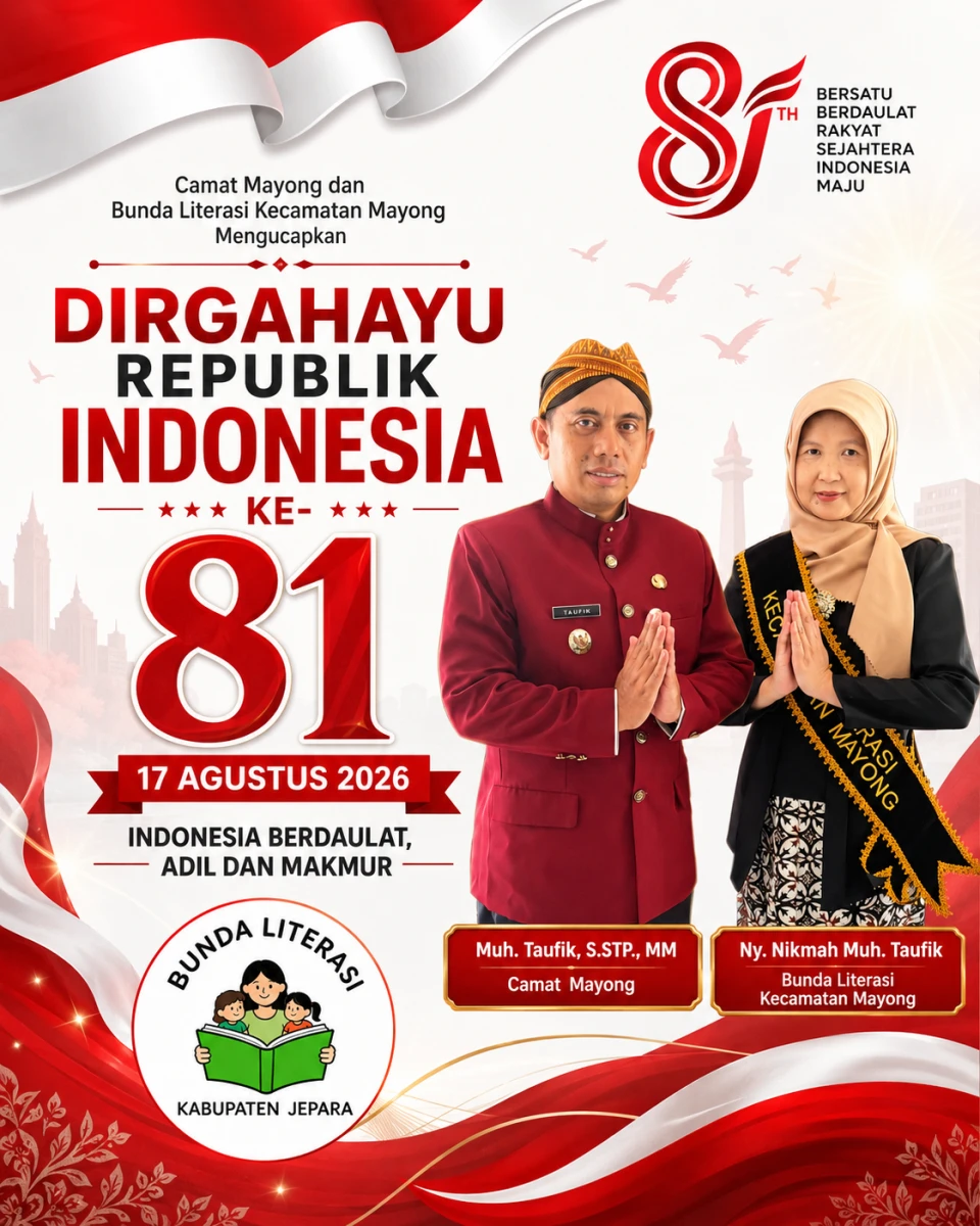 Semangat Kemerdekaan, Camat dan Bunda Literasi Mayong Ajak Perkuat Budaya Literasi