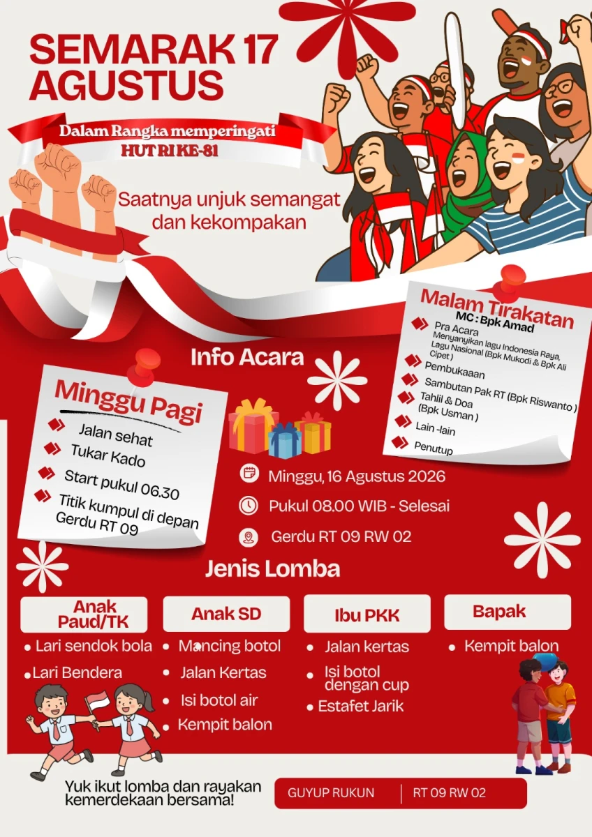Sosialisasi Aneka Lomba HUT ke-81 RI, Warga RT 09 RW 02 Desa Tegalsambi Siap Meriahkan Kemerdekaan