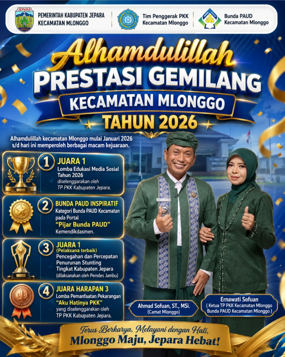 Alhamdulillah, Prestasi Gemilang Kecamatan Mlonggo Tahun 2026