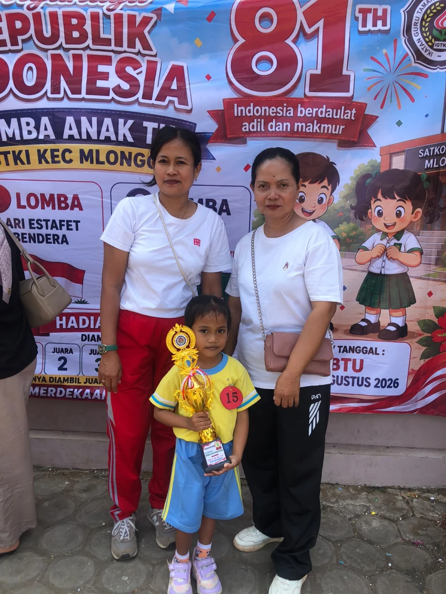 TK Debora Karanggondang Raih Juara Lomba Estafet Bendera dalam Semarak HUT ke-81 Kemerdekaan RI