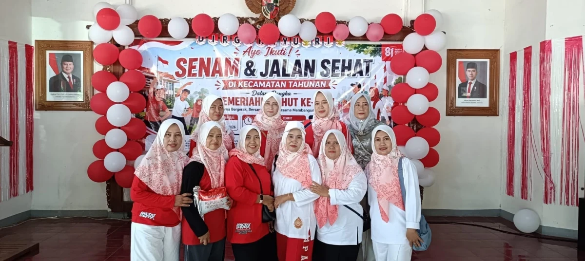 Semarak HUT Kemerdekaan RI ke-81, TP. PKK Desa Telukawur Ikuti Senam dan Jalan Sehat Kecamatan Tahunan