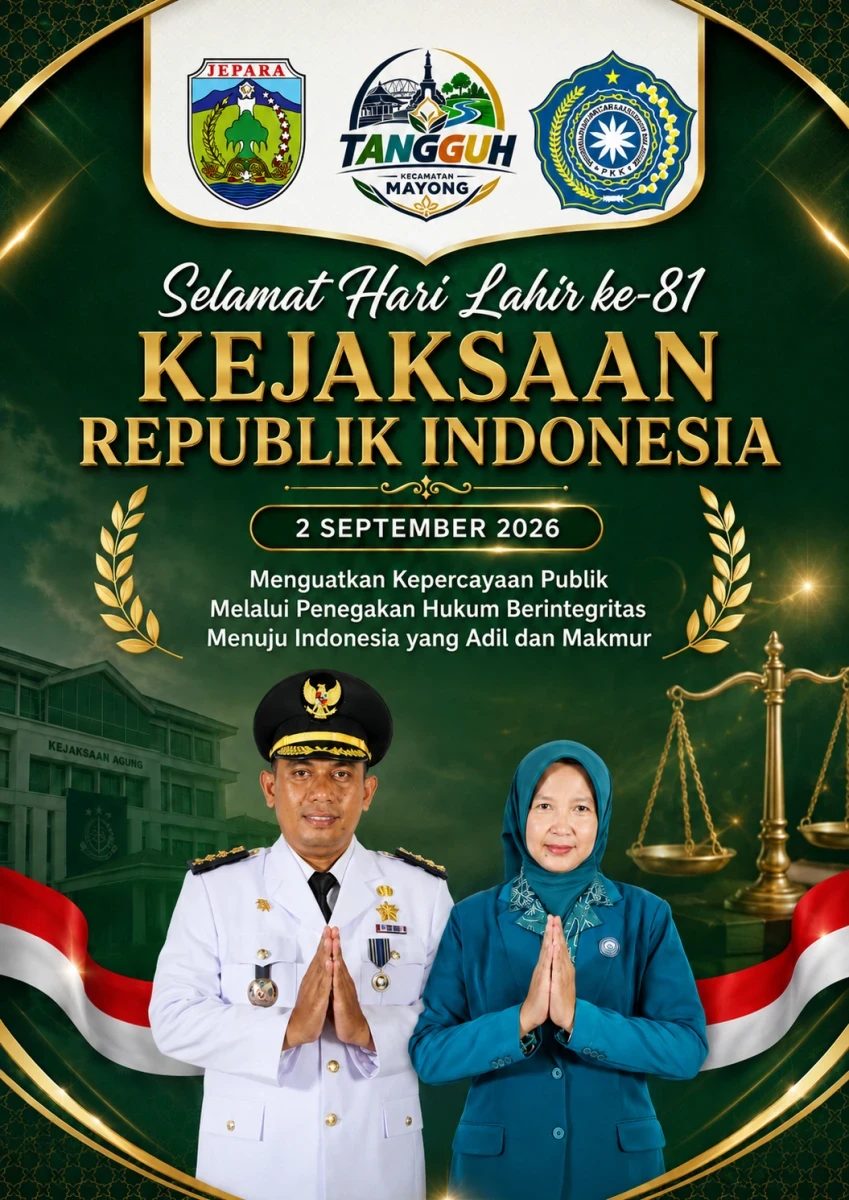 Camat Mayong dan Ketua TP PKK Kecamatan Mayong Sampaikan Ucapan Selamat Hari Lahir ke-81 Kejaksaan Republik Indonesia