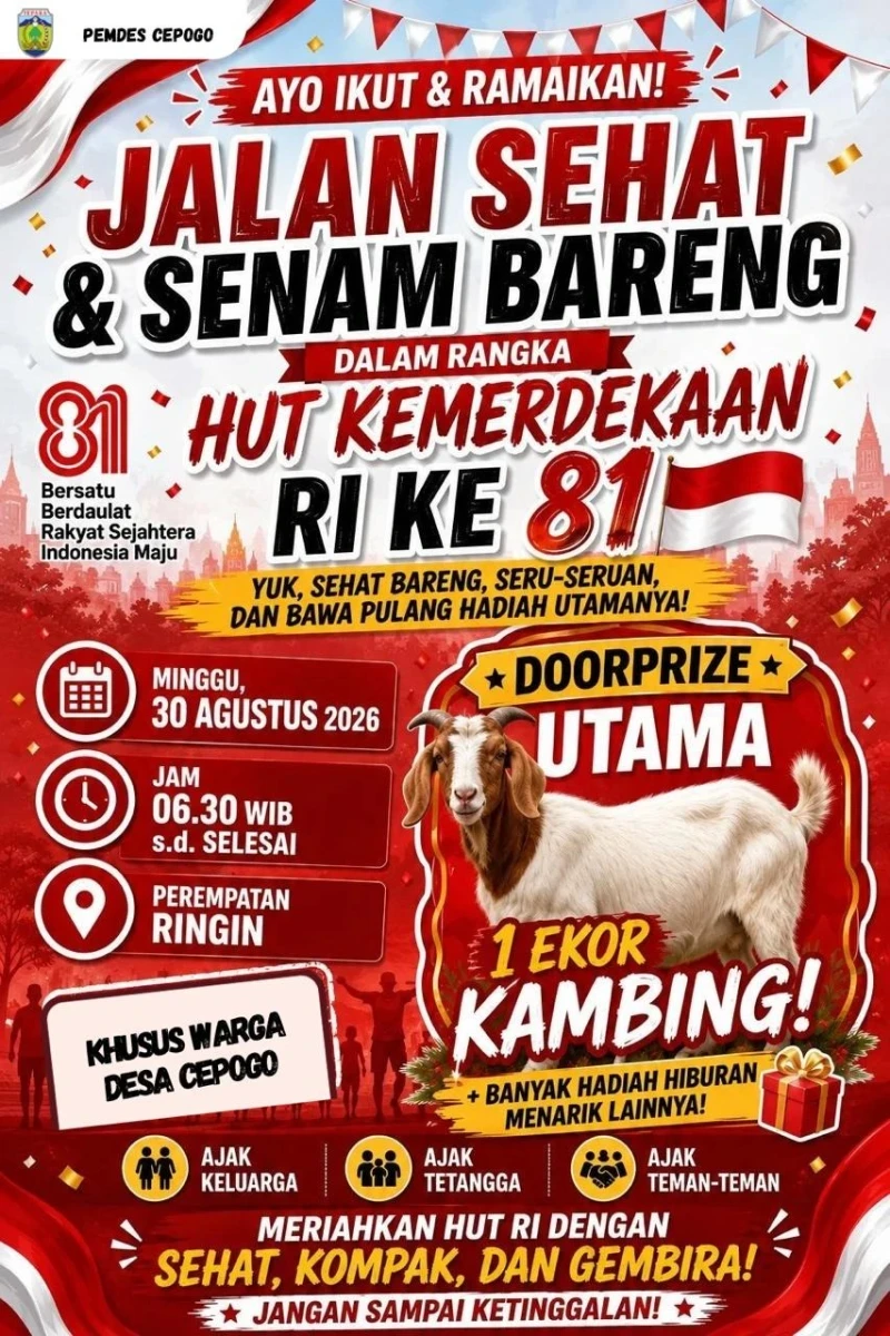 Jalan Sehat dan Senam Bareng Dalam Rangka Memperingati HUT RI ke 81 Tahun 