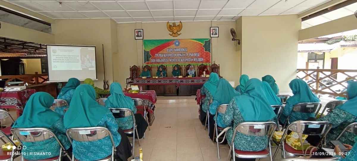  Rakor TP. PKK kec , TP. PKK desa dan Organisasi Wanita se kec Welahan serta Sosialisasi pengolahan sampah dari DLH kab jepara dan Launching Bank Sampah di Pendopo Kec. Welahan