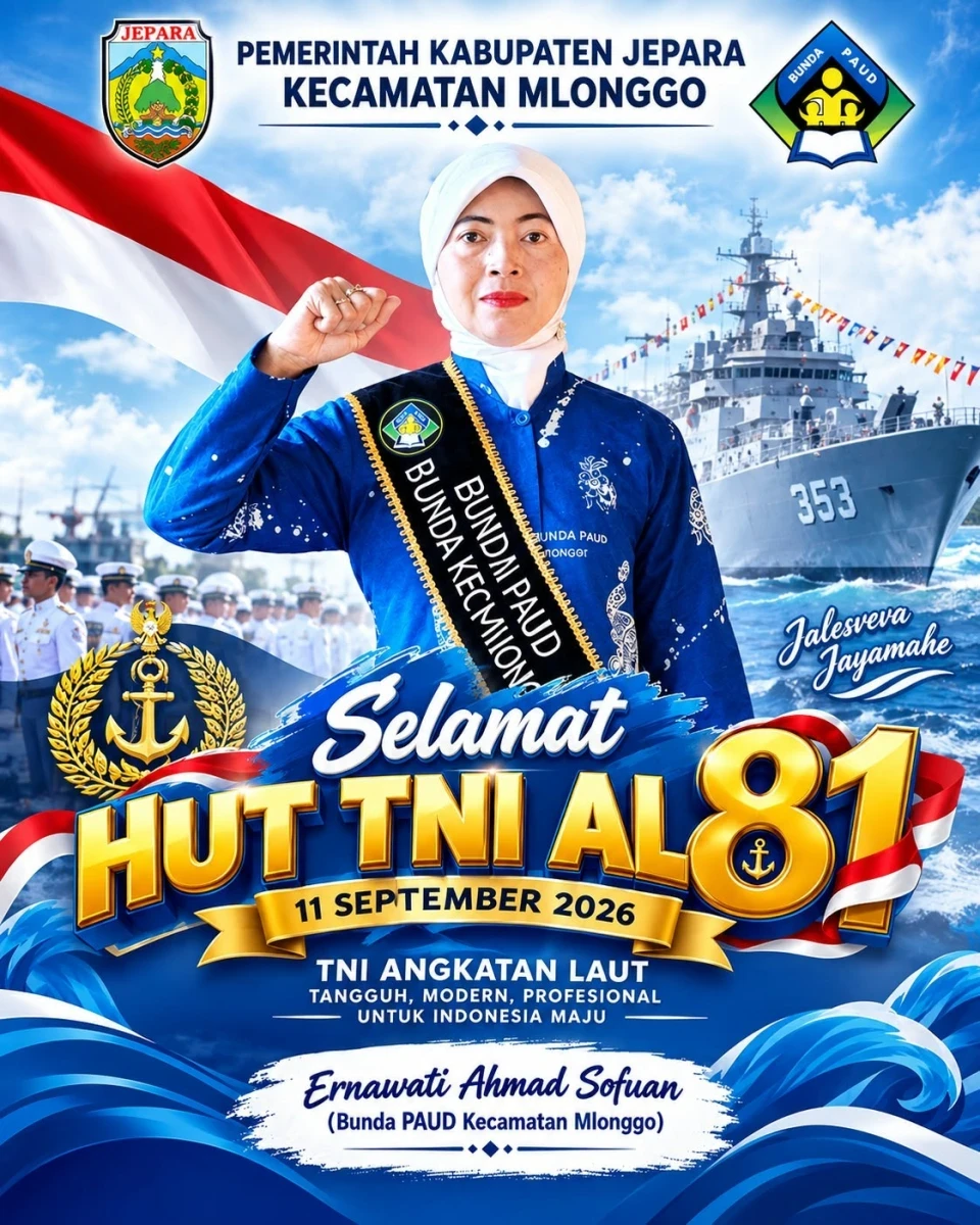 Bunda PAUD Kecamatan Mlonggo Ucapkan Selamat HUT ke-81 TNI Angkatan Laut