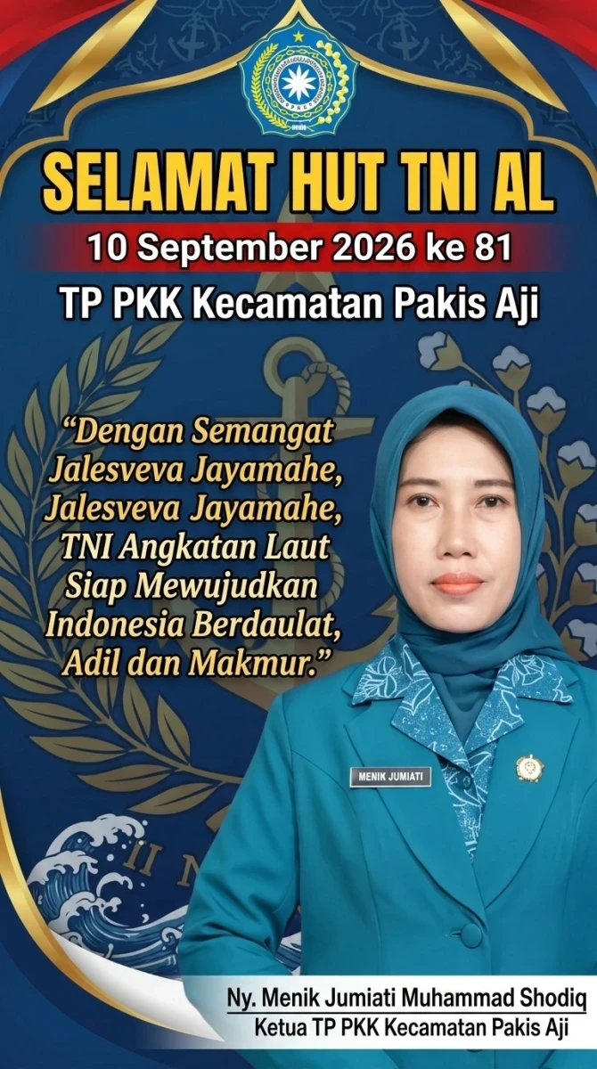 Ucapan Selamat HUT ke-81 TNI AL dari Ketua TP PKK Kecamatan Pakis Aji