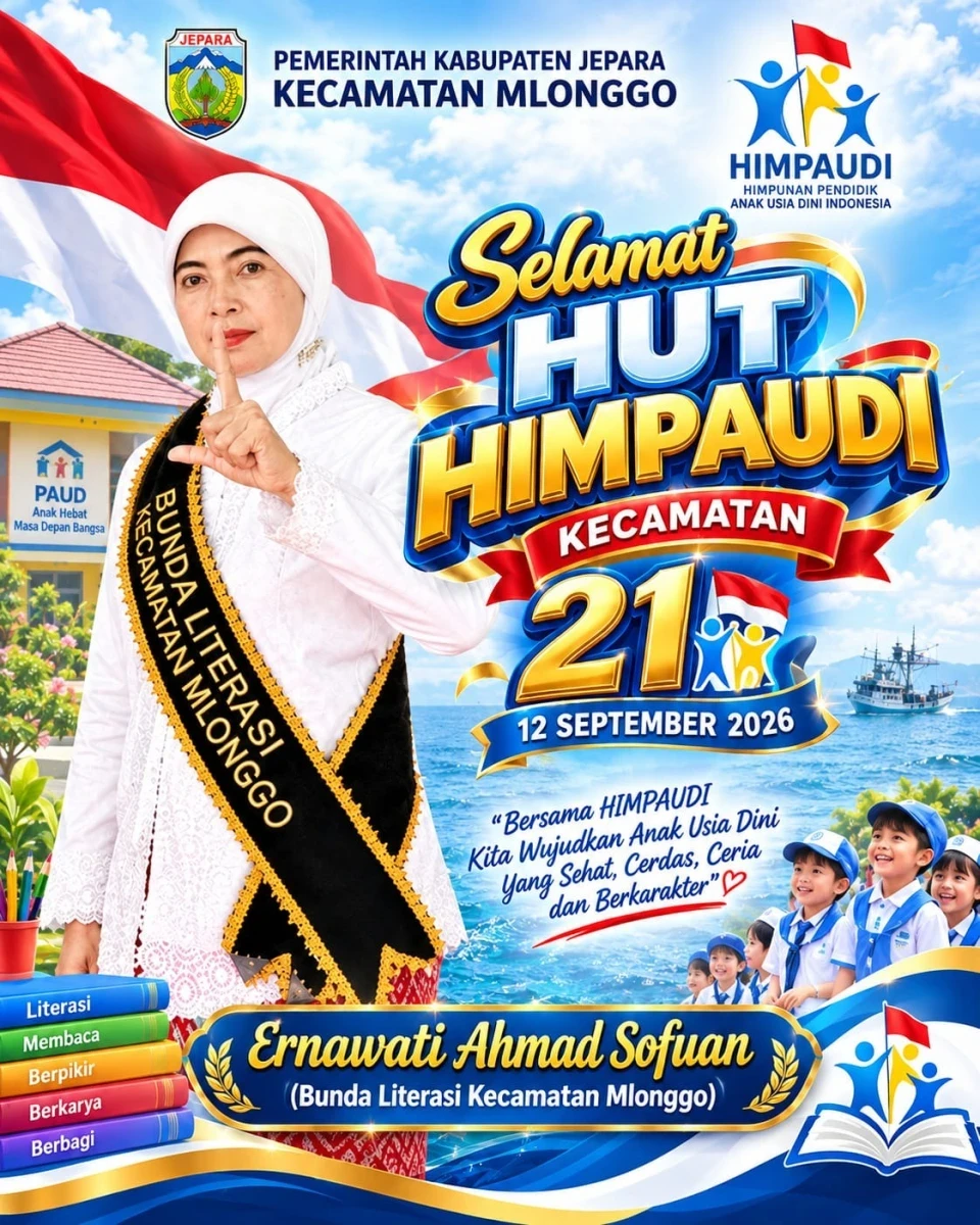 Bunda Literasi Kecamatan Mlonggo Ucapkan Selamat HUT HIMPAUDI ke-21, Dukung Generasi Sehat, Cerdas, Ceria dan Berkarakter