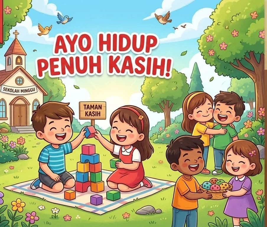 Sekolah Minggu GITJ Kedung Penjalin Karanggondang dengan Tema “Ayo Hidup Penuh Kasih”