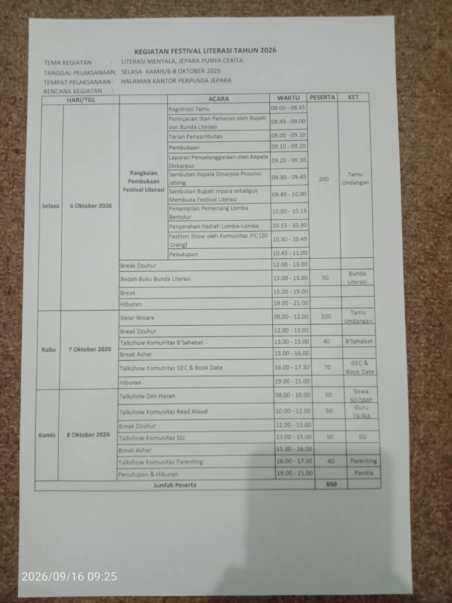 Persiapan Festival Literasi Kabupaten Jepara, Perkuat Sinergi dan Budaya Literasi