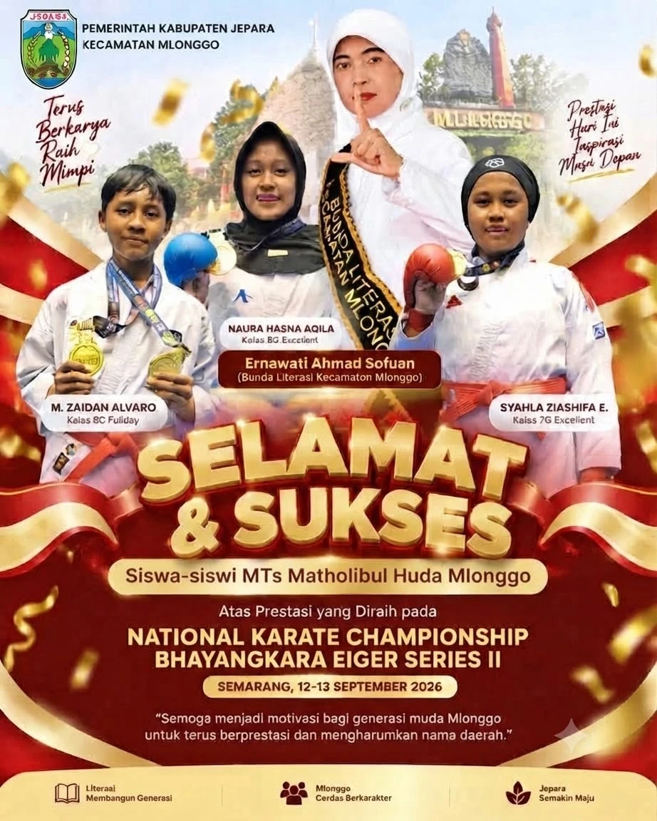 Bunda Literasi Kecamatan Mlonggo Apresiasi Prestasi Atlet Karate Muda di National Karate Championship Bhayangkara Eiger Series II