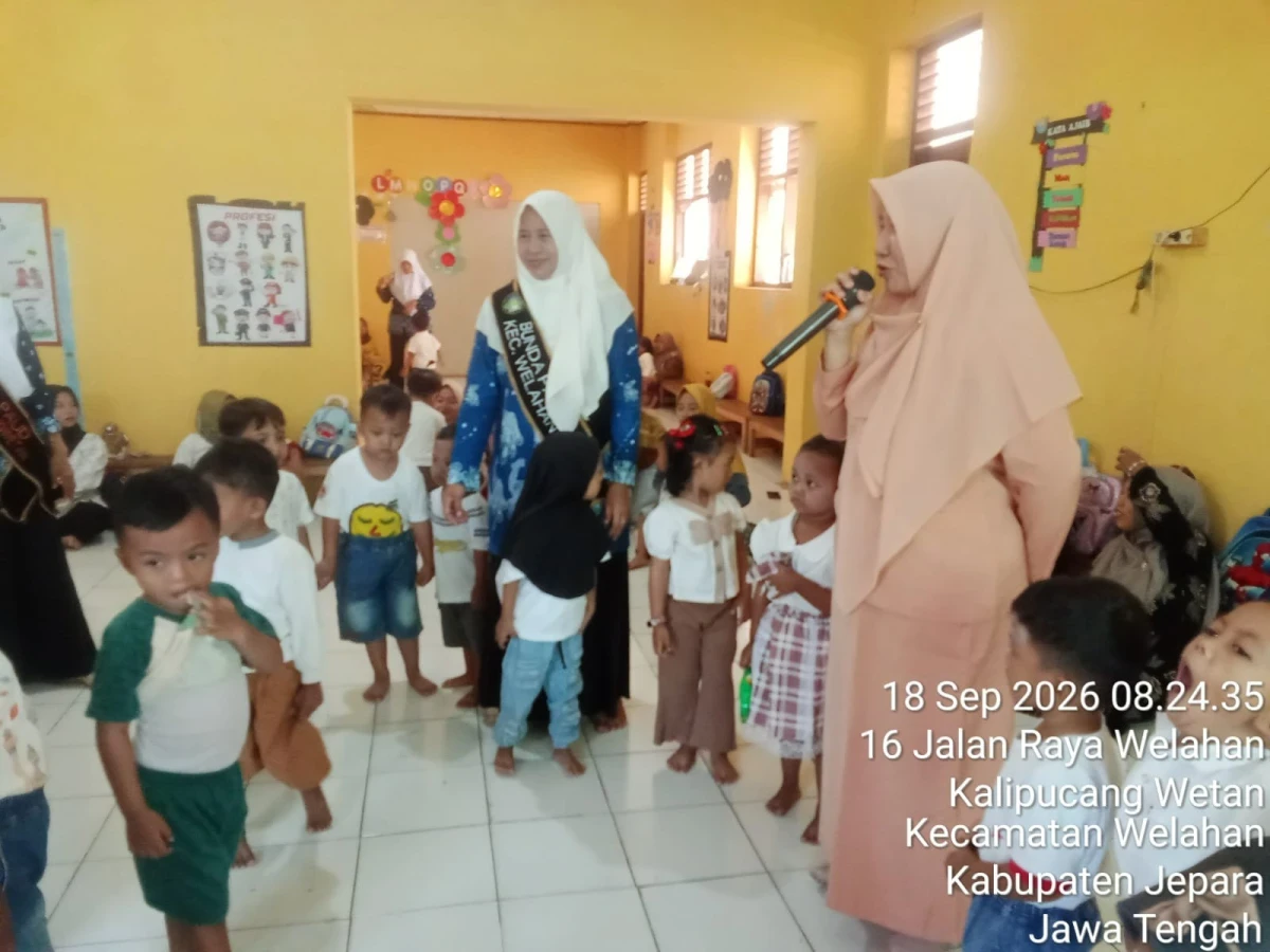 Kunjungan Bunda PAUD Kecamatan Welahan ke PAUD Ceria Desa Kalipucang Wetan