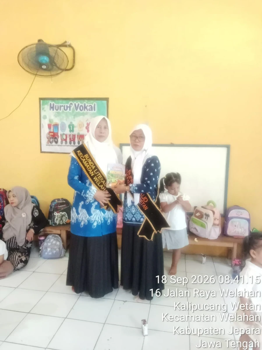 Kunjungan Bunda Literasi Kecamatan Welahan di PAUD Ceria Desa Kalipucang Wetan