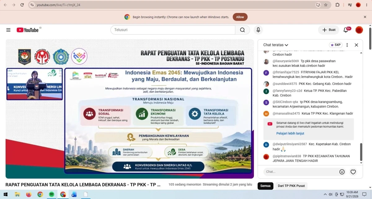Mengikuti Zoom meeting “Penguatan Tata Kelola Lembaga Dekranas -TP PKK - TP Posyandu Se Indonesia bagian Barat”