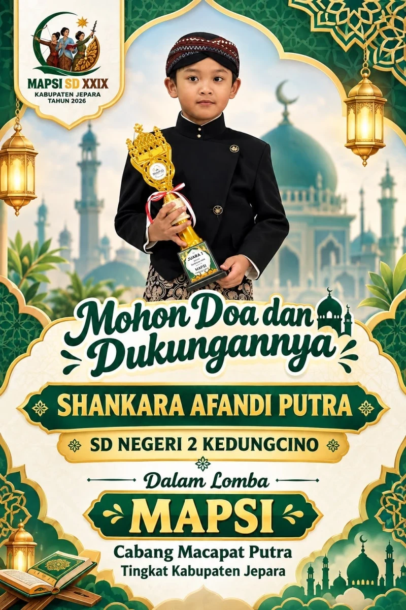 SELAMAT BERJUANG MENGIKUTI MAPSI TK KABUPATEN JEPARA UNTUK SISWA SDN 2 KEDUNGCINO