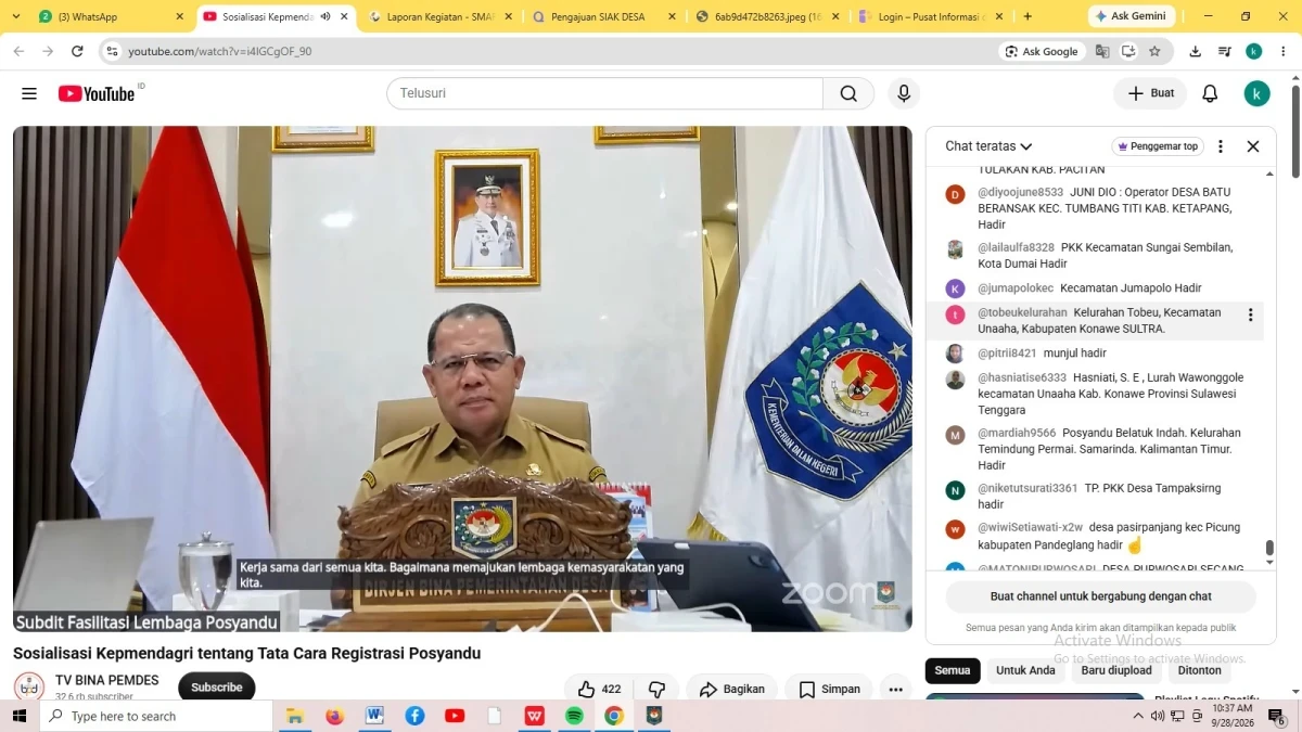 Sosialisasi Kepmendagri tentang Tata Cara Registrasi Posyandu
