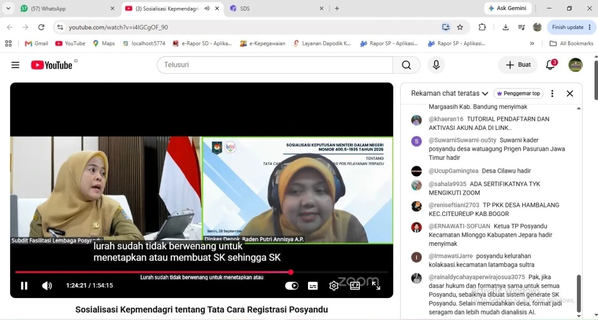 Sosialisasi Tata Cara Pemberian Nomor Registrasi Pos Pelayanan Terpadu Melalui Zoom Meet