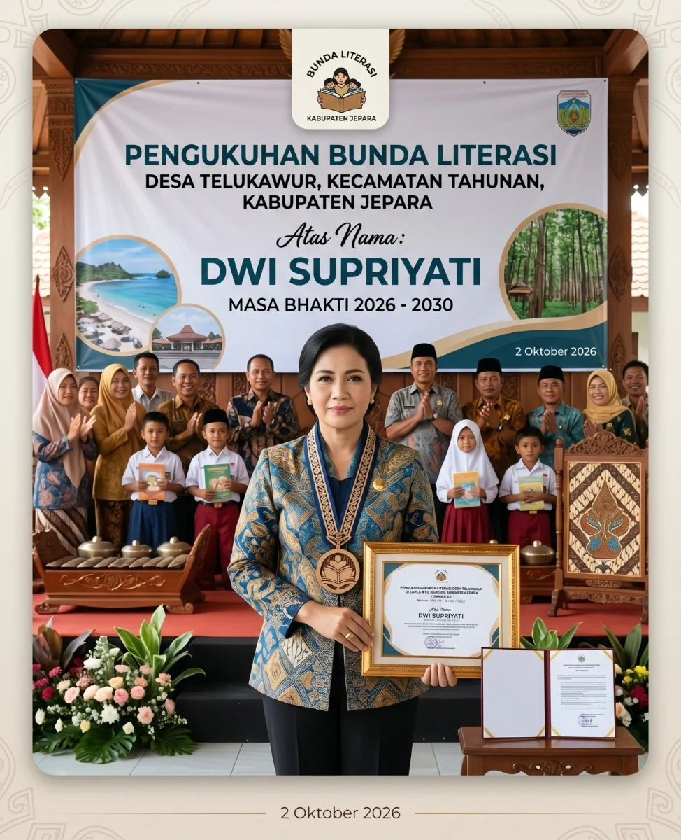 Memperkuat Budaya Baca Desa Telukawur,  Dwi Supriyati Resmi Dikukuhkan sebagai Bunda Literasi Masa Bhakti 2026–2030
