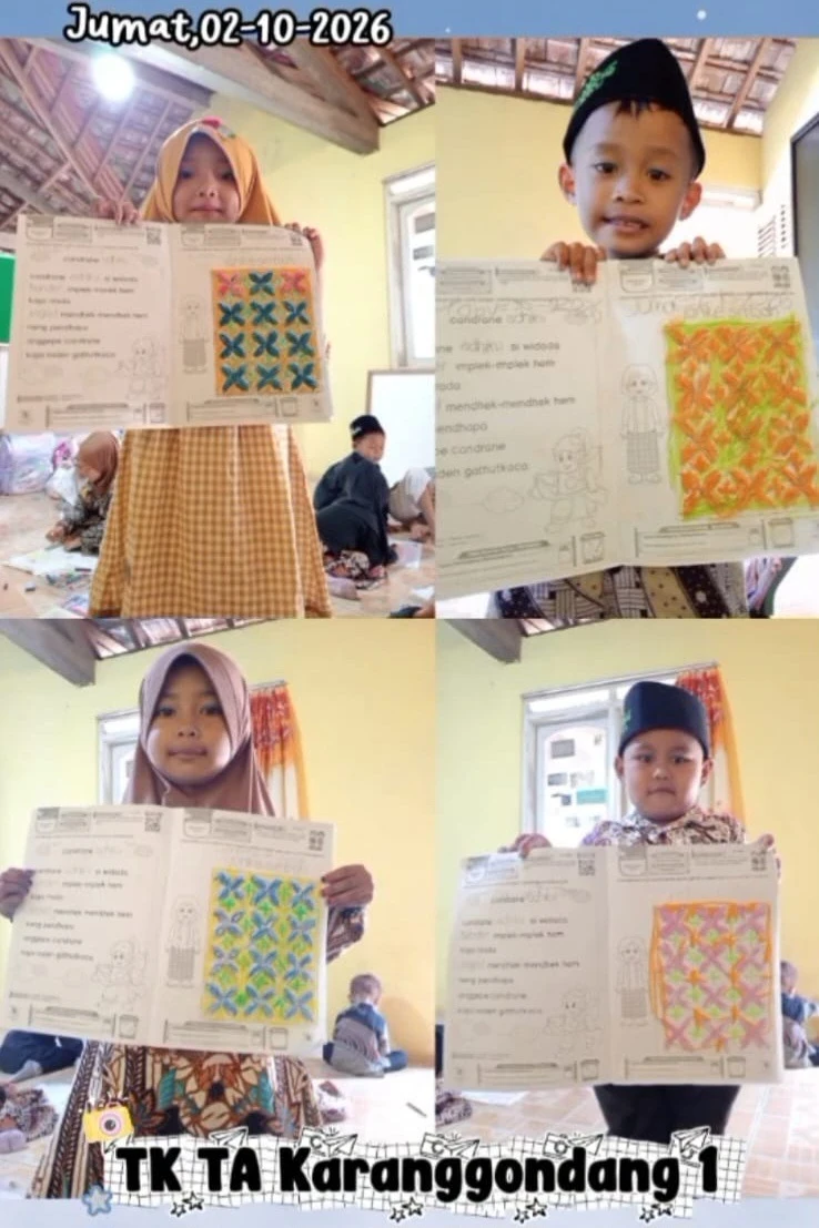 Semarak Hari Batik Nasional di TK TA Karanggondang 1: Berkreasi Mewarnai Motif Batik Nusantara