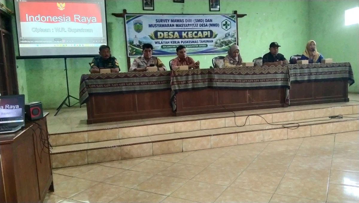 Mengikuti kegiatan musyawarah desa di balai desa kecapi 