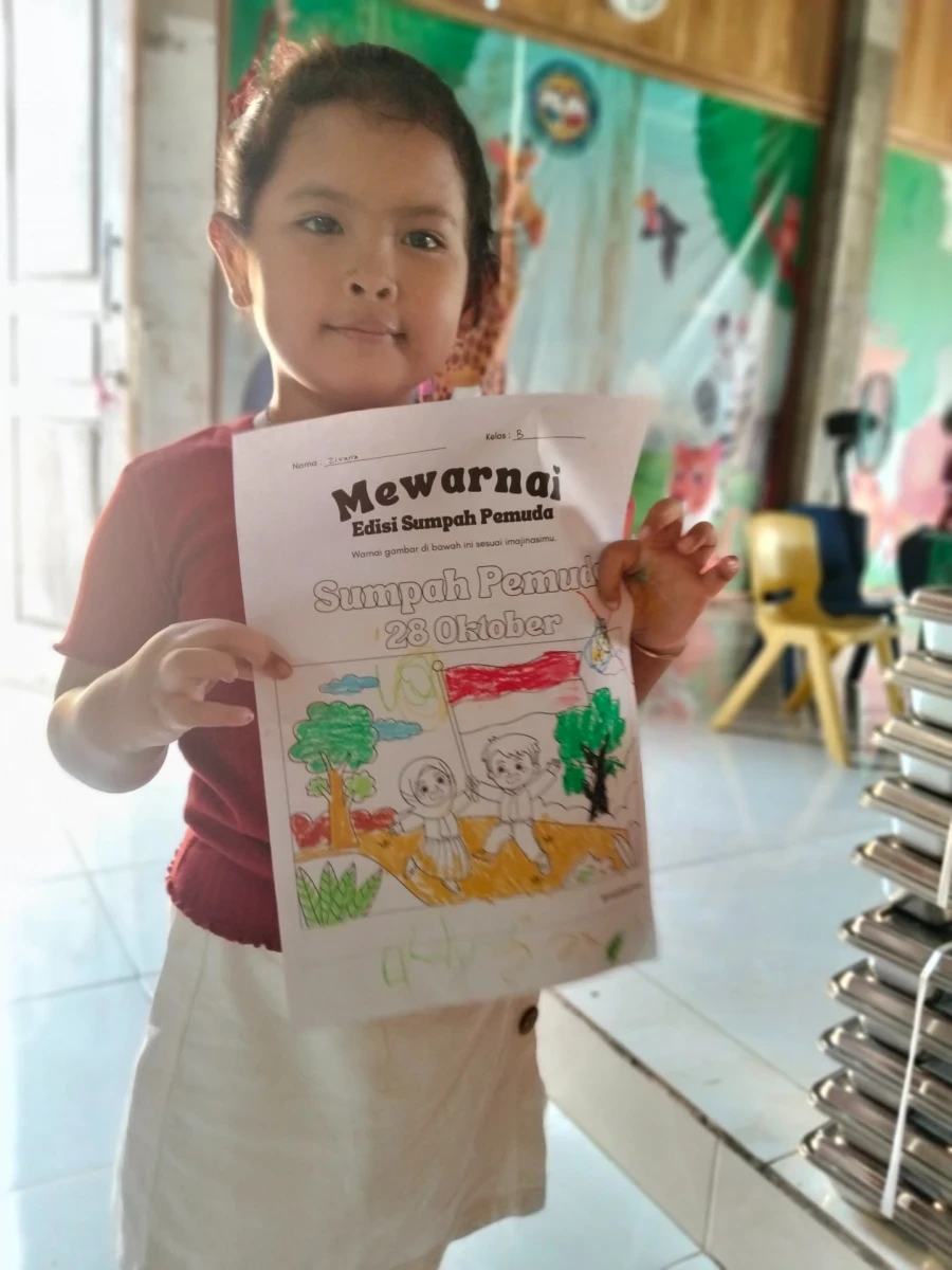 Kegiatan belajar di pos paud kasih ibu dalam rangka memperingati sumpah pemuda 28 Oktober 