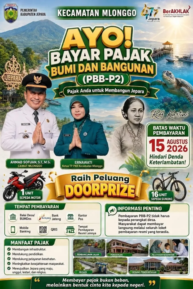 Ketua TP PKK Kecamatan Mlonggo Mengajak Masyarakat Taat Membayar Pajak Bumi dan Bangunan (PBB-P2) Melalui Media Sosial